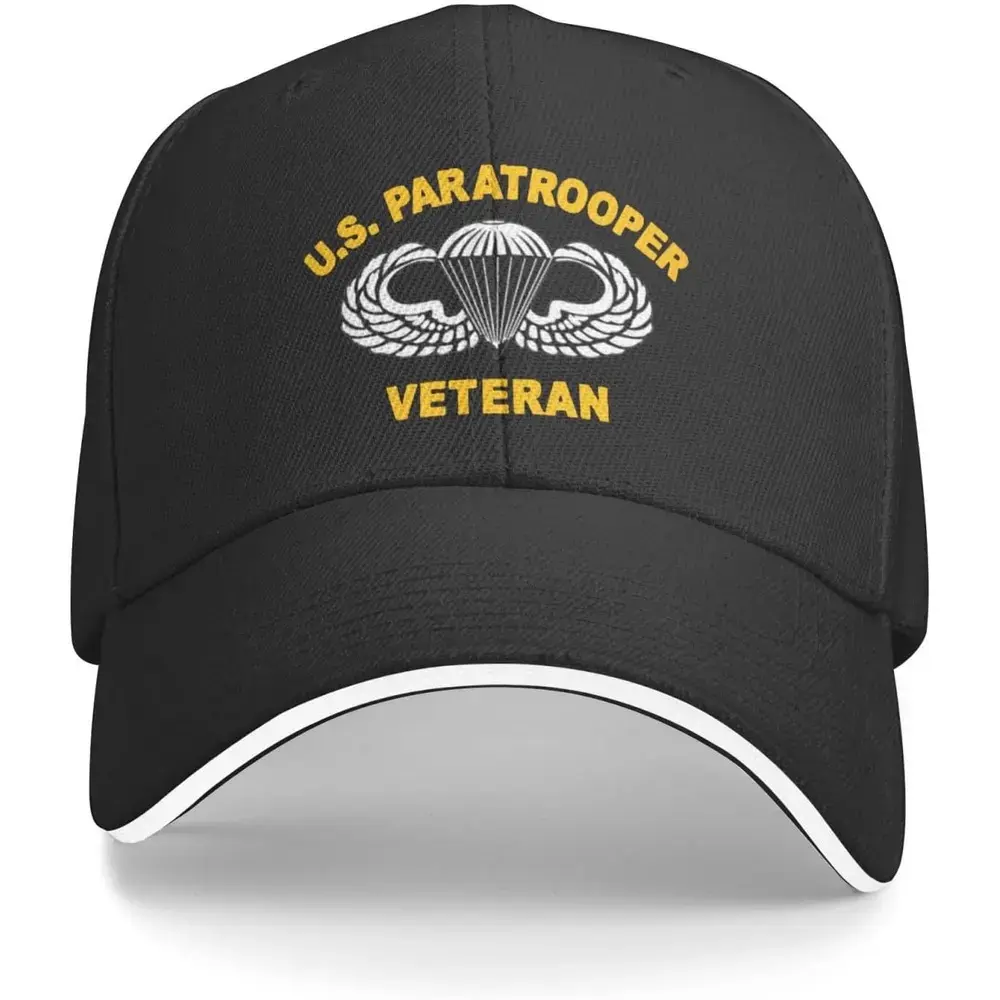 82nd Airborne Division US Paratrooper Army Veteran Baseball Cap, 100%25 Polyester Adjustable Vintage Black Dad Trucker Hat, Gifts for Dad Everyday Casual Outdoor Sports Hat for Men