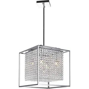 CWI Lighting Cube 5 Light 14 inch Chrome Chandelier Ceiling Light QS8381P14C-S