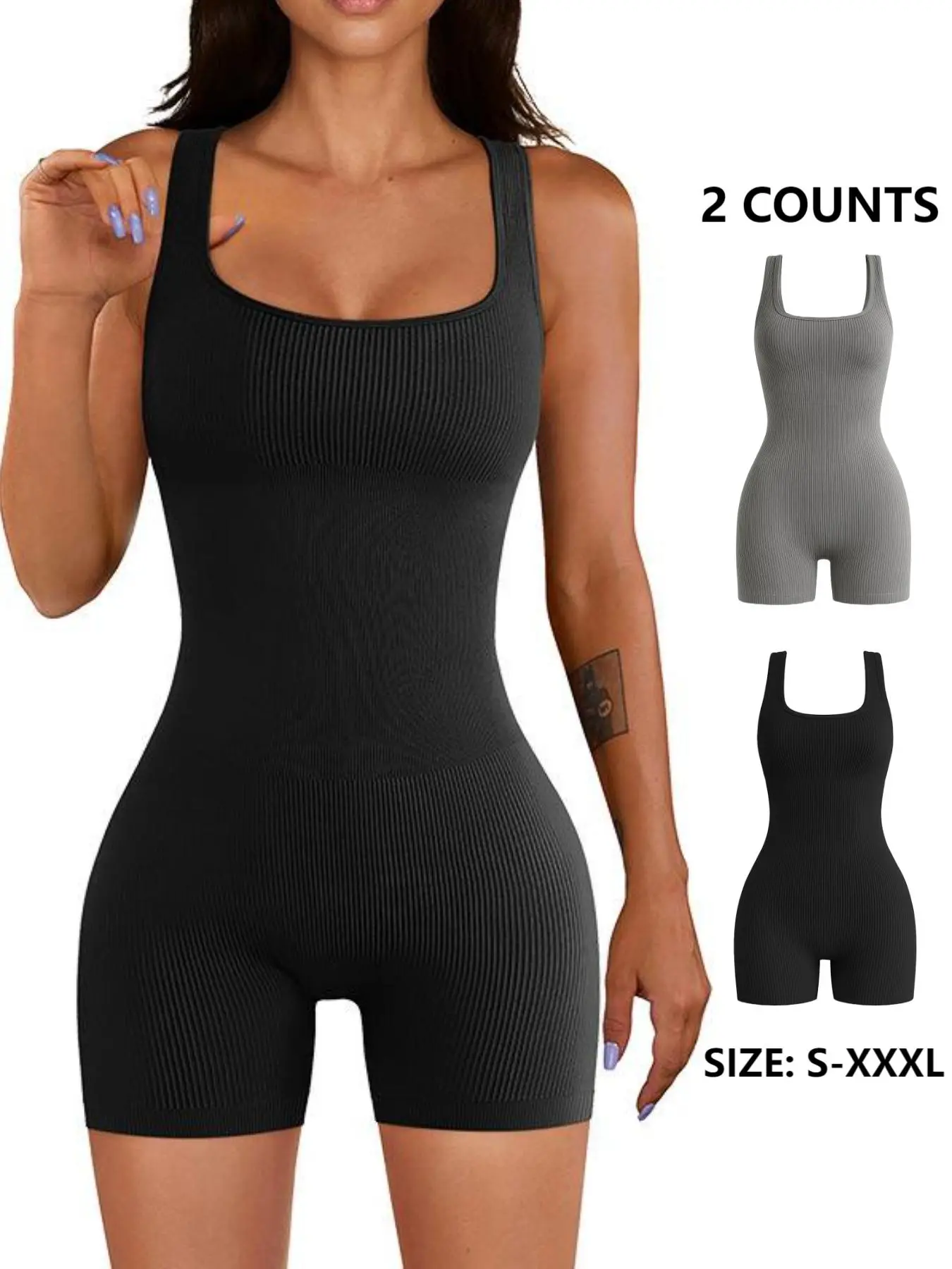 Seamless Shaping Yoga Jumpsuit for Women, Ribbed Bodycon Workout One-Piece, Perfect for Home Leisure & Fitness Wear, Workout Ribbed Jumpsuits