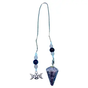 Lepidolite Triple Moon 6 sided pendulum