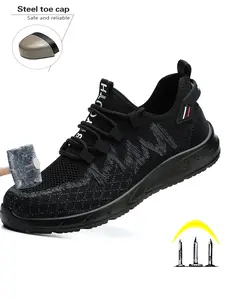 Steel Toe Shoes for Men Safety Toe Indestructible Sturdy Work Shoes Lightweight Breathable Steel Toe Sneakers Anti-smash Anti-Punctur Slip Resistant Comfortable New Fashion for Warehouse Industry Manufacture