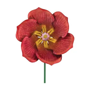 Regal Art & Gift Textured Flower Spinner Stake- Poppy