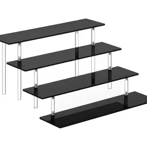 4 Tier Perfume Organizer Stand, Acrylic Risers Display Stands, Display Risers, Perfume Shelf Dessert Display for Party, Figure Stand Funko POP Shelves, Black Cupcake Stand Holder Racks