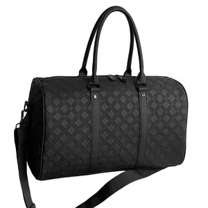 Lattice Pressed Multifunctional Travel Bag, Large Capacity Matte PU Leather Fitness Bag, Commute Business Handbag, Durable Scratch-Resistant Luggage, Unisex Sports Bag