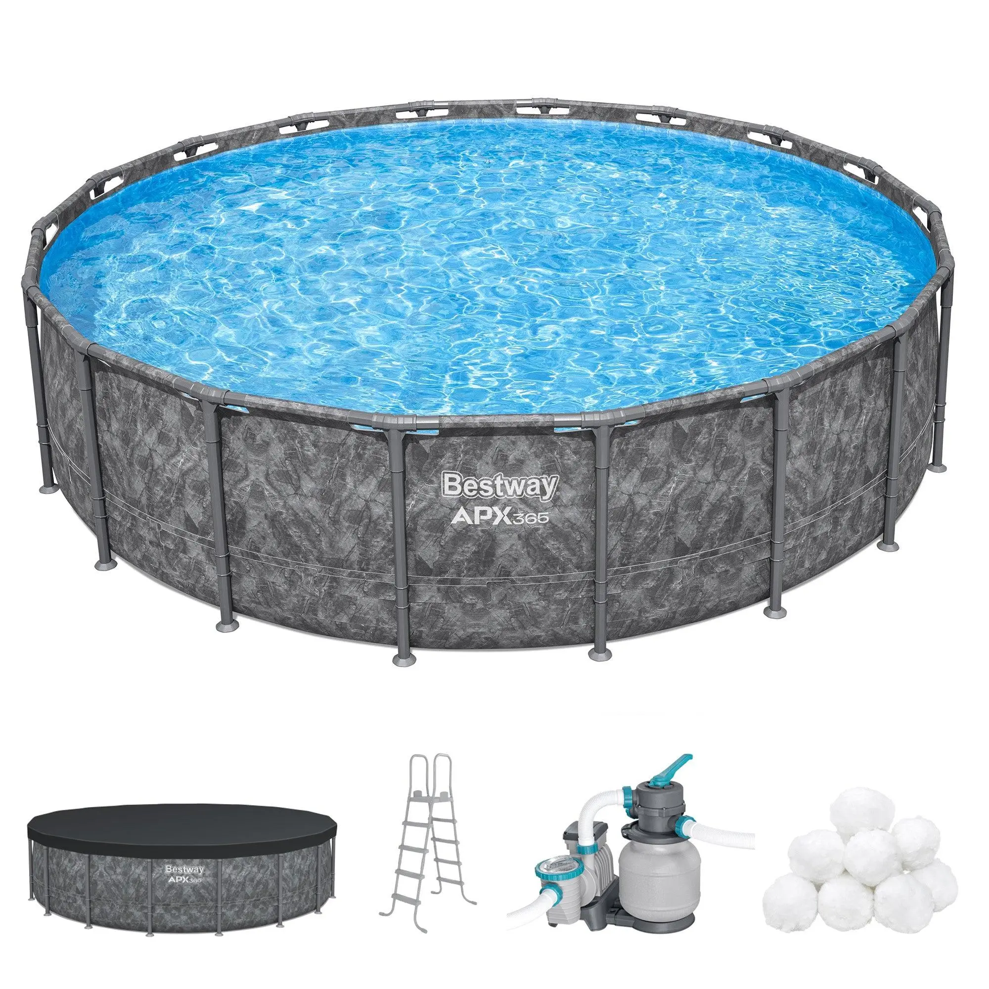 Bestway APX 365 18'x52" Round Above Ground Swimming Pool Set with Pump & Ladder Bestway APX 365 18'x52" Round Above Ground Swimming Pool Set with Pump & Ladder