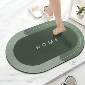 Super Absorbent Small Floor Mat, Bathing Room Rug Floor Door, Quick-Dry Microfiber Bath Mats for Bathroom Non-Slip, 15.7 x 23.6 in (Oval) Bathmat Green