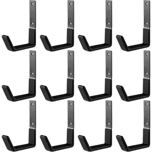 Heavy Duty Steel Hooks - Garage & Garden Tool Organizer, Wall Mount Hooks, Hose Hanger (12, Small)