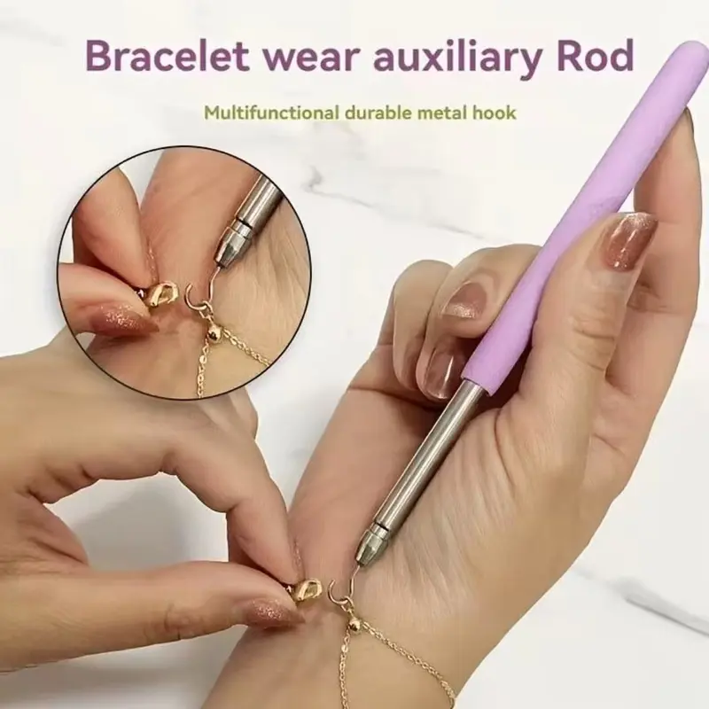 Hand Chain Jewelry Aid Tool, Foot Bracelet Hand Chain Helper, 3 Second Quick Fit Bracelet Buckle Assistant, Wrist Band Fine Wear Assist Hook, Durable, Quick Attachment, Metal, DIY