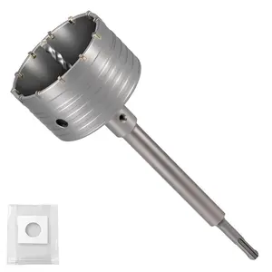 Professional 4" (100mm) Concrete Hole Saw with 220mm SDS Plus & Dust Bag, Masonry Hole Cutter Set for Concrete, Brick, Cement, Stone, Wall Drilling