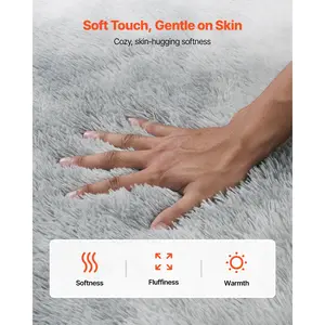 VEVOR Indoor Plush Area Rugs, 9x 12 ft Soft Plush Carpet, Furry Shag Area Rugs for Living Room, Bedroom, Modern Home Decor Aesthetic Long-Pile Rug, Non-Shedding, Slip-Resistant, Tie-Dye Light Gray