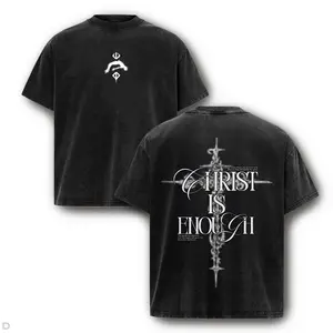 Faith Matthew 17:20 Washed Graphic Tee - Vintage Jesus Praying Back Print Heavyweight Cotton Oversized Christian Streetwear
