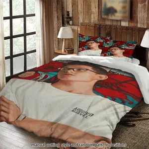 A men's 3-piece comforter set featuring a Spider-Man comic book wall and glasses, suitable as a gift.