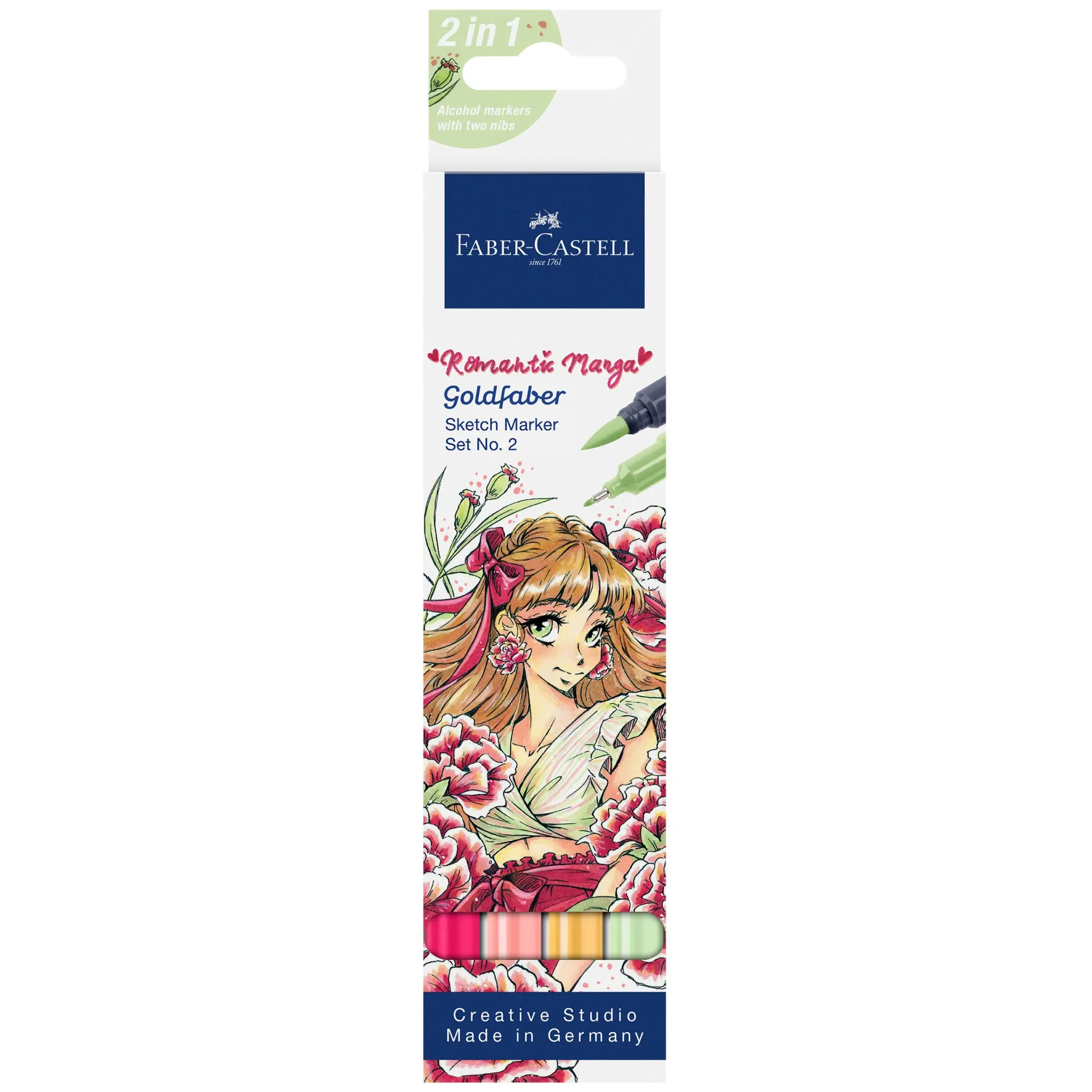 Goldfaber 2 In 1 Alcohol-Based Quick Dry Sketch Marker, Romantic Manga 2, Recycled Cap, Layered Colors - #FC164722, 100% Recycled Material