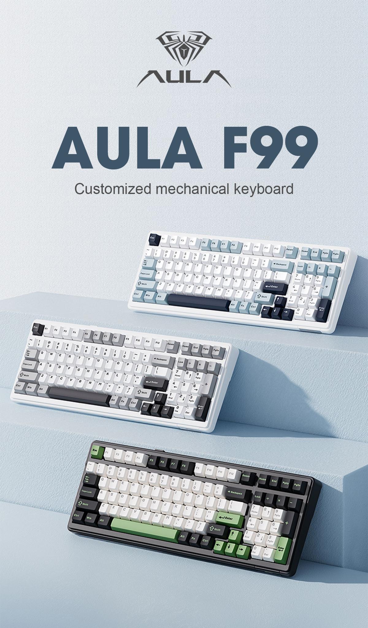 AULA F99 Wireless Mechanical Gaming Keyboard, Numpad Tri-Mode BT5.0/2.4GHz/USB-C Gasket Hot Swappable Custom, Pre-lubed Linear Switches,RGB Backlit Keyboard for PC/Tablet/Xbox/PS5,Office Computer Accessories CreamyKeyboards TikTokShopfalldealsforyou