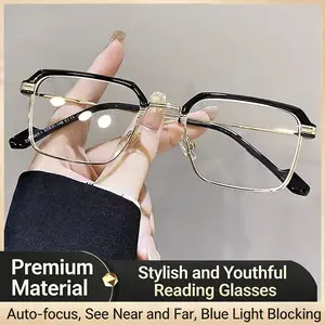 Intelligent Zoom Progressive Lenses Reading Glasses for Men & Women High-Definition Eye Protection Blue Light Filter Silicone Nose Pads Ergonomic Design Frameless Optical Clarity Digital Eye Guard - High Quality Eyewear