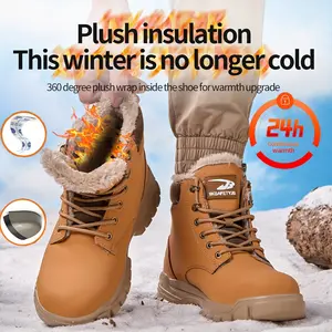 Men's Winter Steel Toe Snow Boots - Waterproof, Puncture-Resistant, Anti-Smash, Insulated, Fur Lined, Anti-Slip Tactical Hiking & Construction Safety Shoes for Extreme Cold Weather, Winter Boots