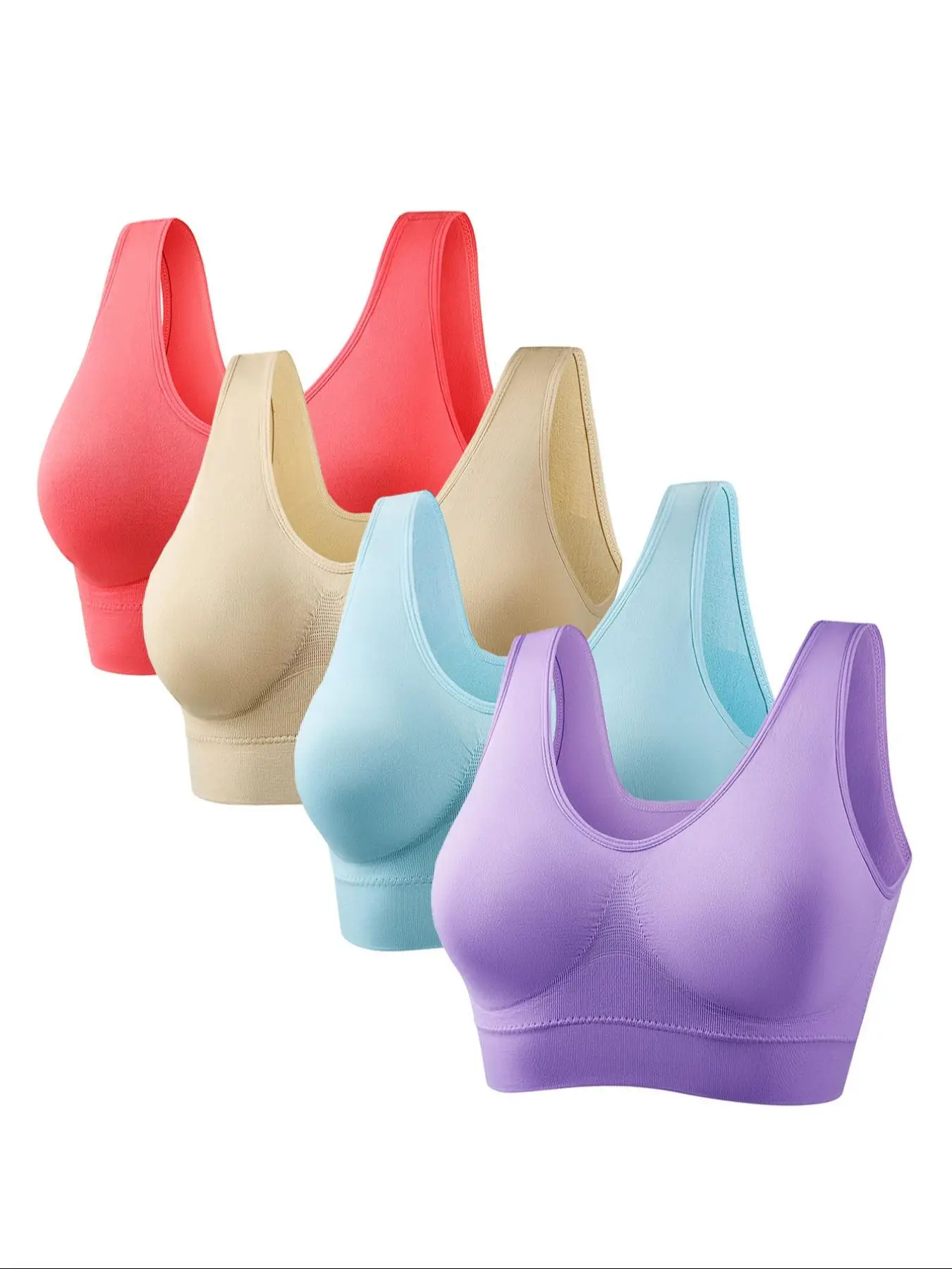 【Plus Size】 Solid Wireless Bra, Breathable Straps Lingerie Top for Daily Wear, Women's Underwear for All Seasons, Women's Clothing, Summer Lingeries f