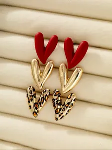 Leopard Print Heart Shaped Design Set, Fashion Jewelry for Party, Daily Clothing Decor, Trendy All-match & Exquisite Jewelry for Birthday Gift, High Quality Earrings