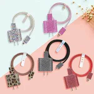 Glitter Bling Cable Protector for iPhone 18W/20W Adapter Charger, Luxury Bling Diamond Design, Data Line Cable USB-C Wire Saver Phone Charger Protector for iPhone 11 12 13 14 15 16 17 Pro Max