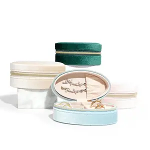 1 pcs Retro oval velvet mini portable accessory storage box jewelry box