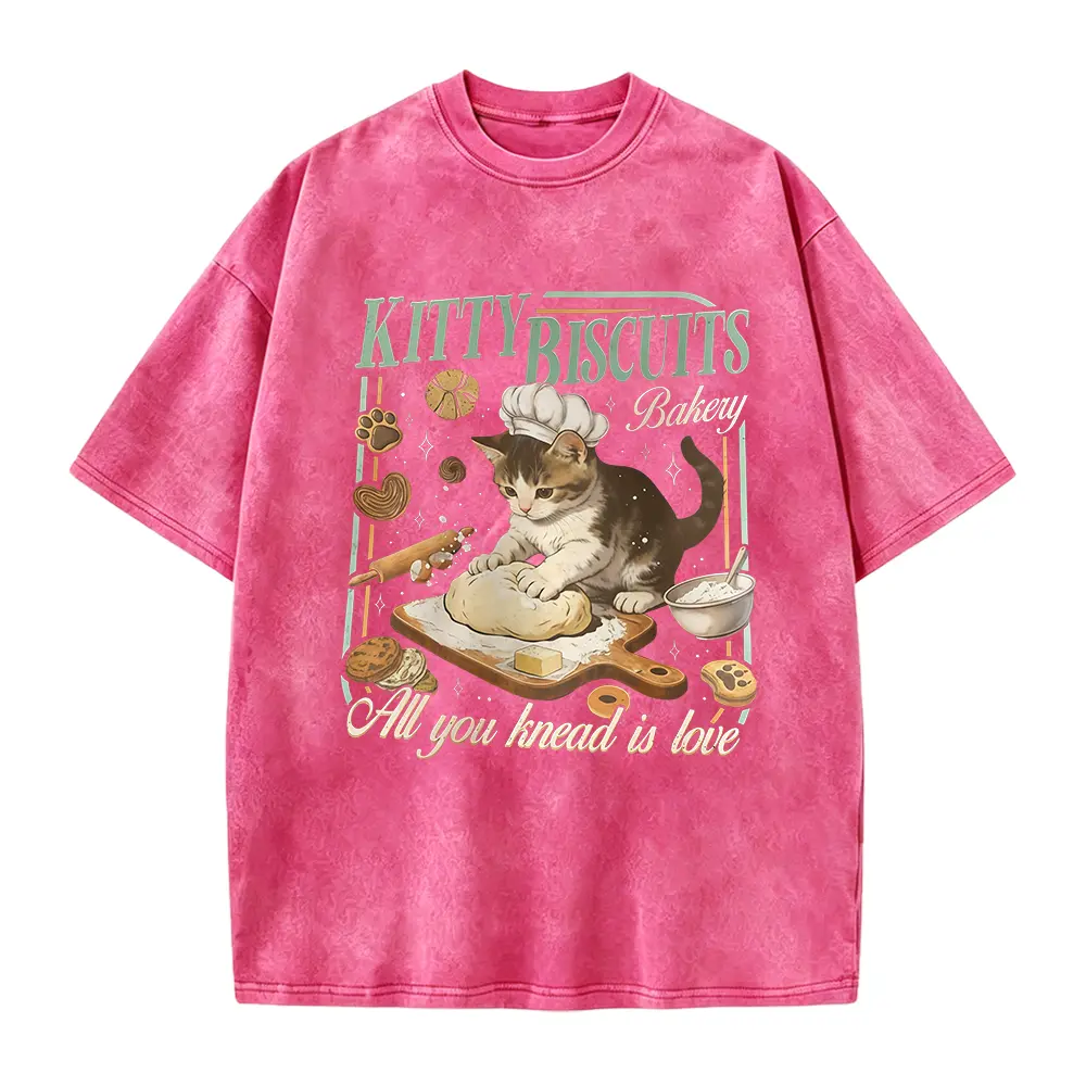 Kitty Biscuits Bakery Graphic Tee, Funny Cat Baker Shirt, All You Knead Is Love Top