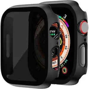2 Pack for Apple Watch Series SE 6/5/4 40mm Privacy Screen Protector Case,Hard PC, Scratchproof,[Anti-Peeping] 9H Tempered Glass Protective Cover for iWatch SE 6/5/4, Black
