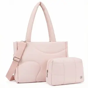 Telena  travel essentials Tote Bag Work Diaper Bag for Women Puffer Quilted Carryall Shoulder Handbag Lightweight for Travel Gym 15.6 Laptop Commuter Tote Gift For Her