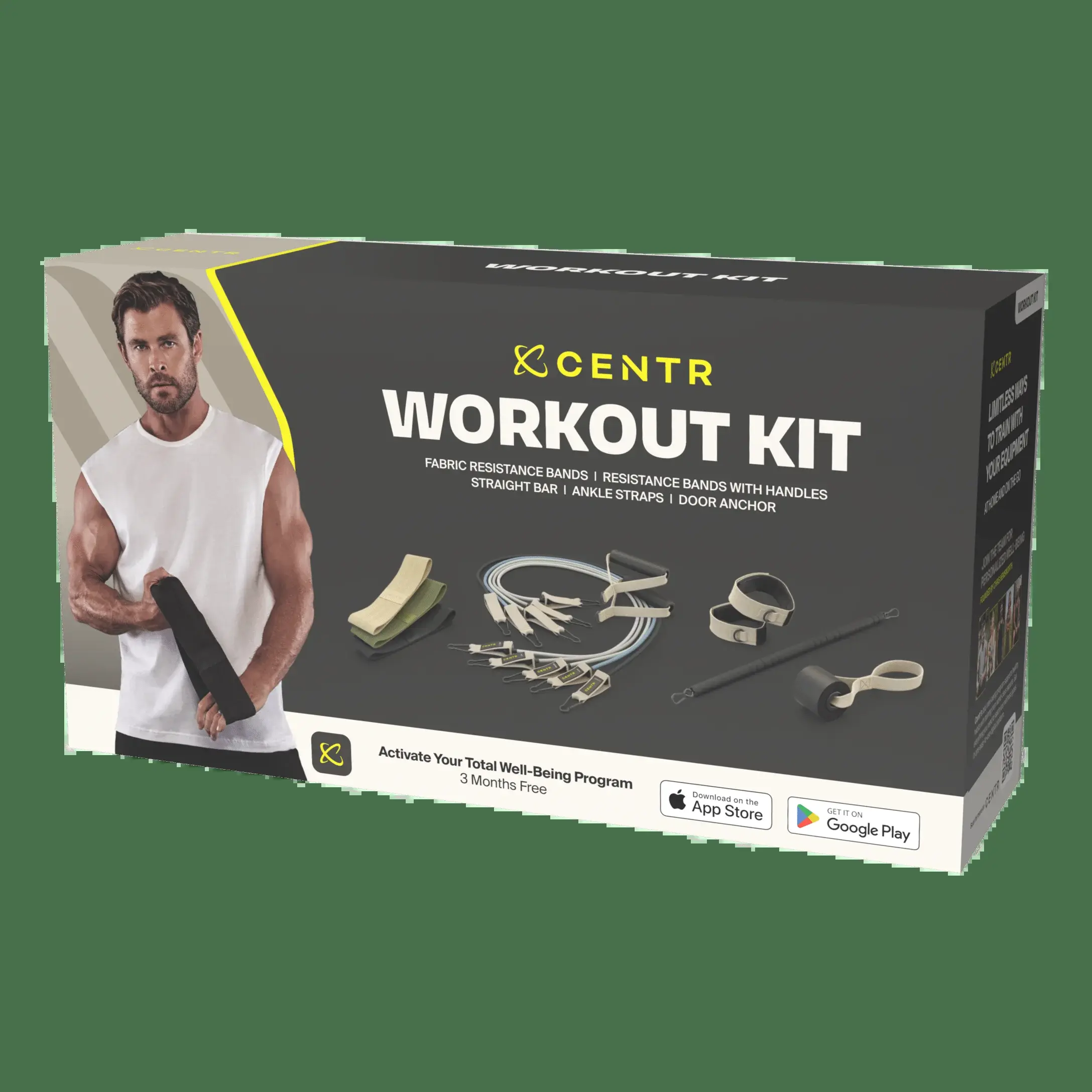 Centr by Chris Hemsworth Home Workout Kit, Resistance Bands and Attachments, 14 Piece Set + 3-Month Centr Membership