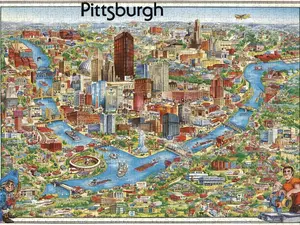 1000 Piece Adult Jigsaw Puzzle | 1978 map of Pittsburgh Pennsylvania | Pittsburgh Puzzle Map