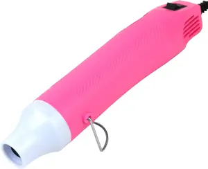 Mini Heat Gun,300W Portable Hot Air Gun Electric for DIY Acrylic Resin Craft, Dryer Crafts Handheld Heat Gun for Cup Turner, Shrink Wrapping, Crafts Embossing, Resin Bubble Remover (Pink)