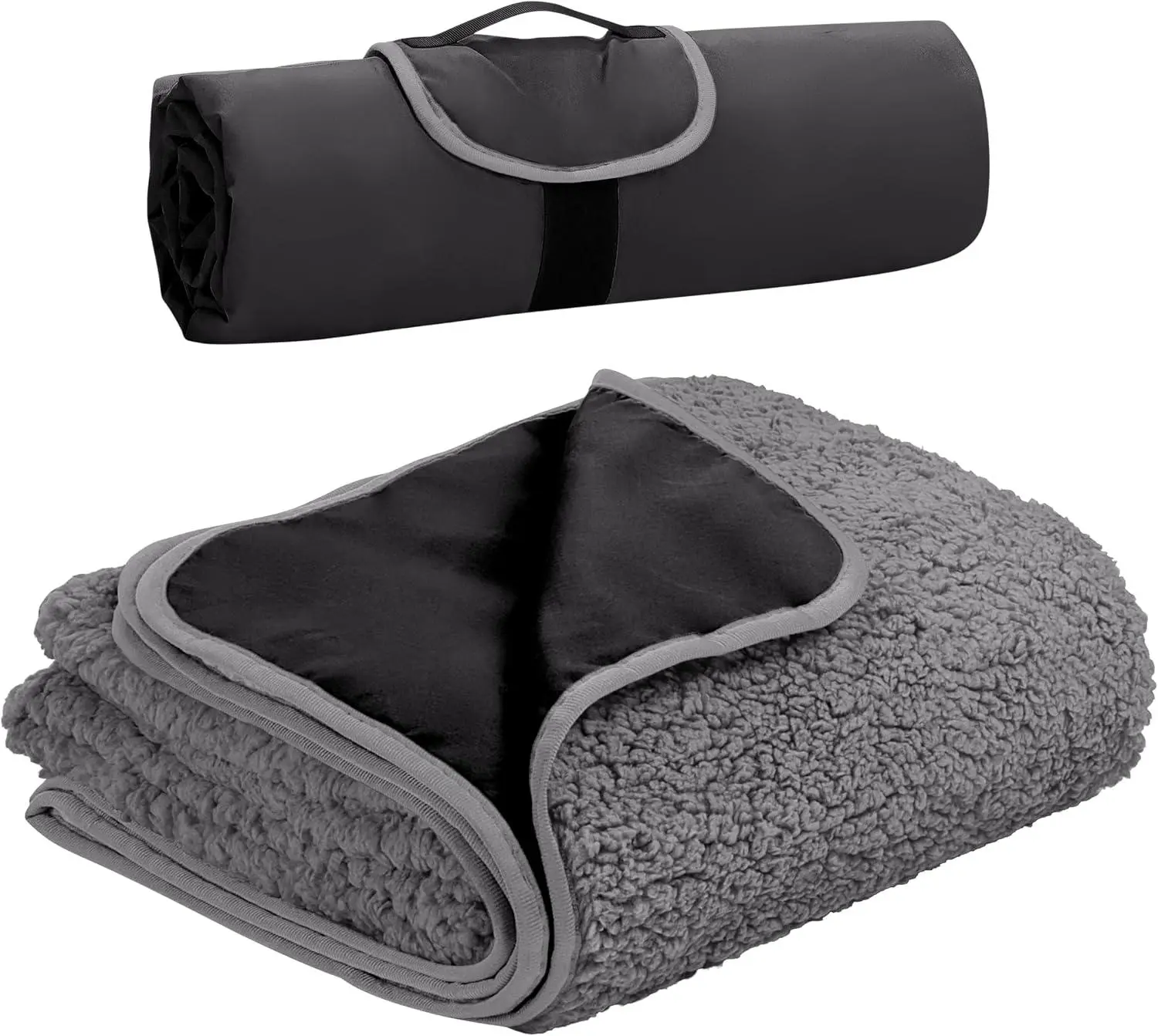 Large Waterproof Outdoor Blanket, Soft Warm Windproof Stadium Blanket with Sherpa Fleece and Foldable for Outdoor Sport, Baseball, Football, Beach, Concerts, Car
