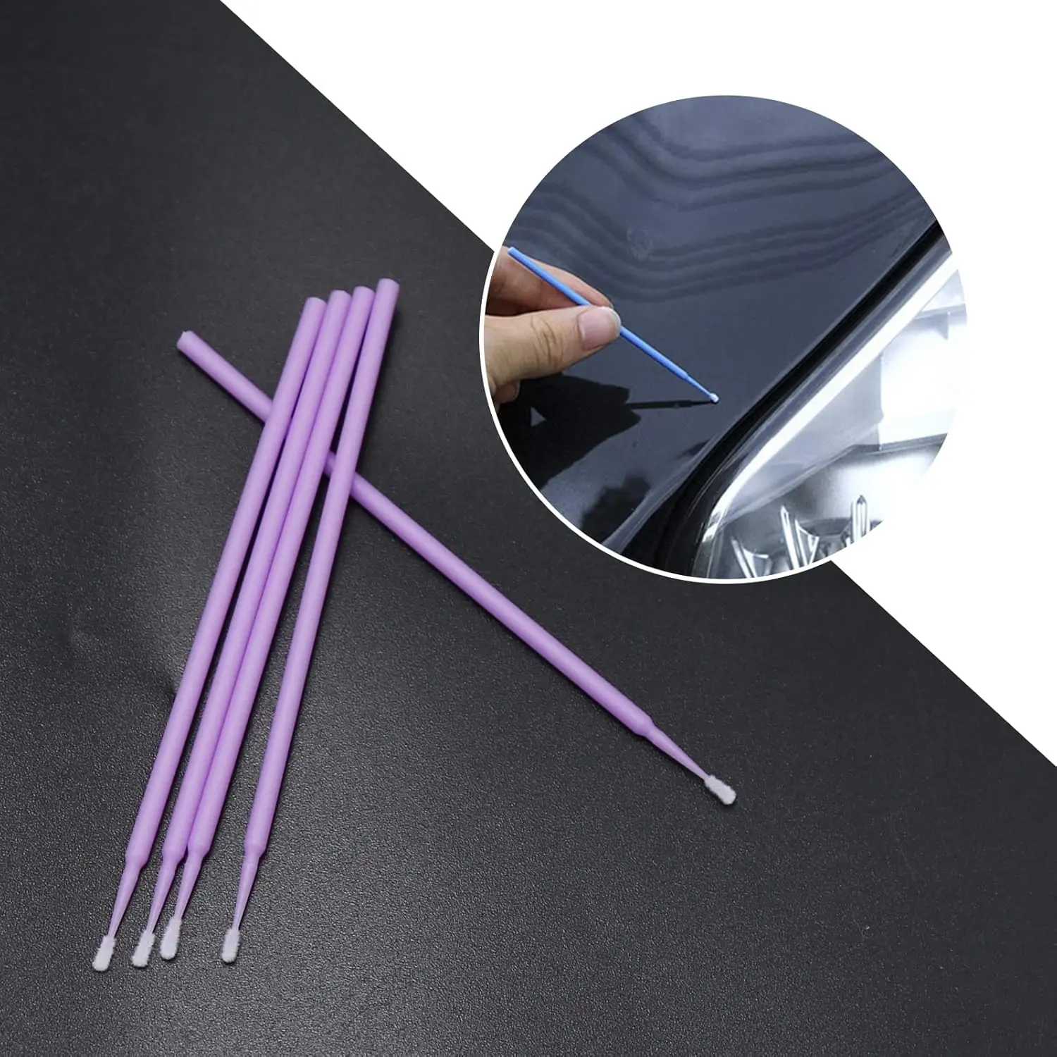 200 Pcs Automotive Touch Up Paint Brushes,Disposable Micro Paint Chip Repair Applicators for Automotive Paint Detailing, Stone Chips,Scratches(1.0, 1.3, 1.8, 2.5MM, Multi)