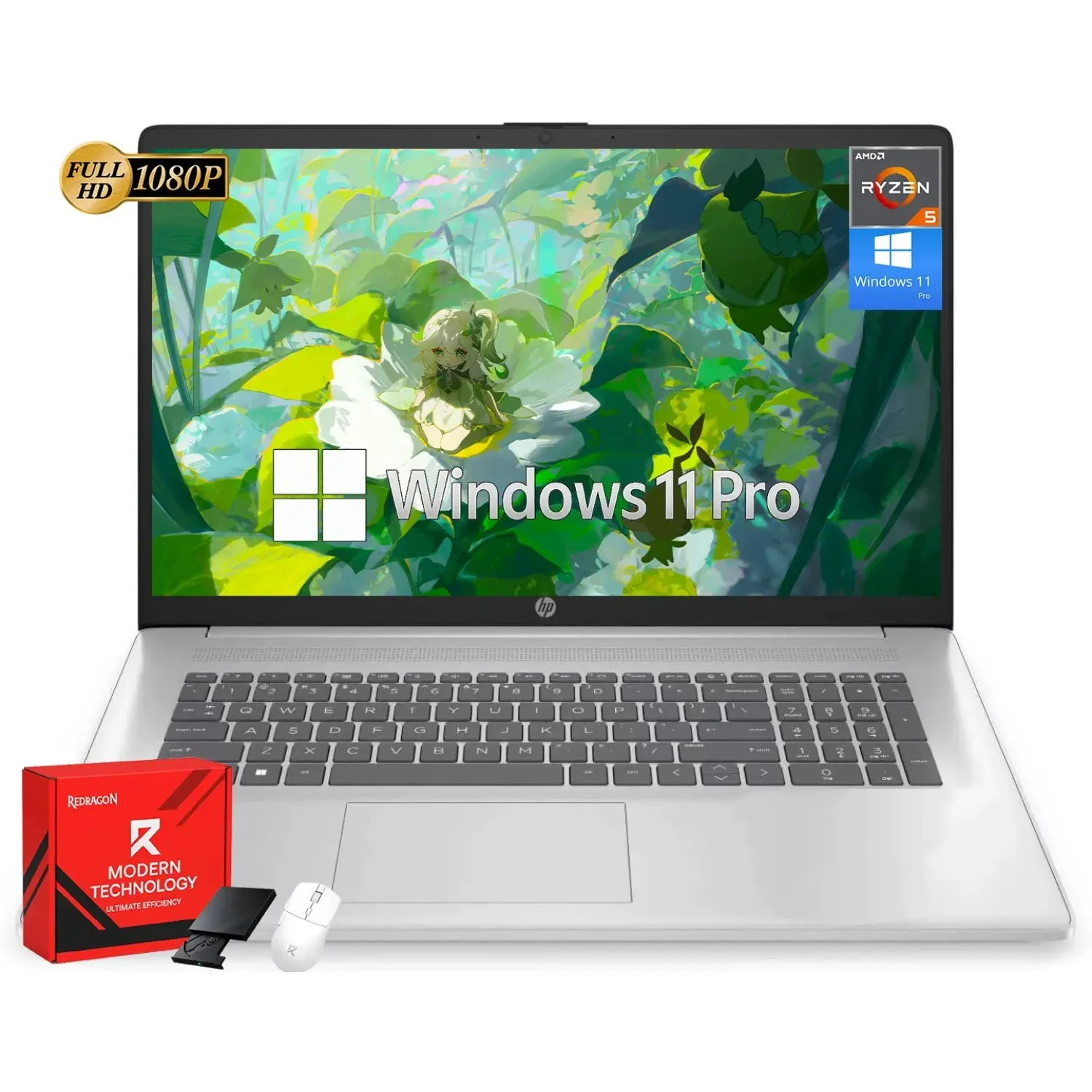 HP 17 inch Business Laptop Computer, 17.3" FHD Display, AMD Ryzen 5 7430U, Windows 11 Pro, Numeric Keypad, WiFi 6 (Up to 32GB RAM + Up to 1TB SSD)