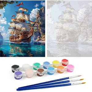 Acrylic Painting Set - 40x50cm Sailboat DIY Kit, Beginner-Friendly Acrylic Paints Included, Easy-to-Use DIY Painting Supplies for Craft Enthusiasts, Artistic Home Decor
