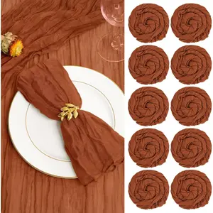 100 Pack 20 x 20 Inch Wrinkled Soft Cotton Gauze Cheesecloth Napkins Rustic Decorative Table Napkins for Weddings Party Dinner Everyday Use (Terracotta)