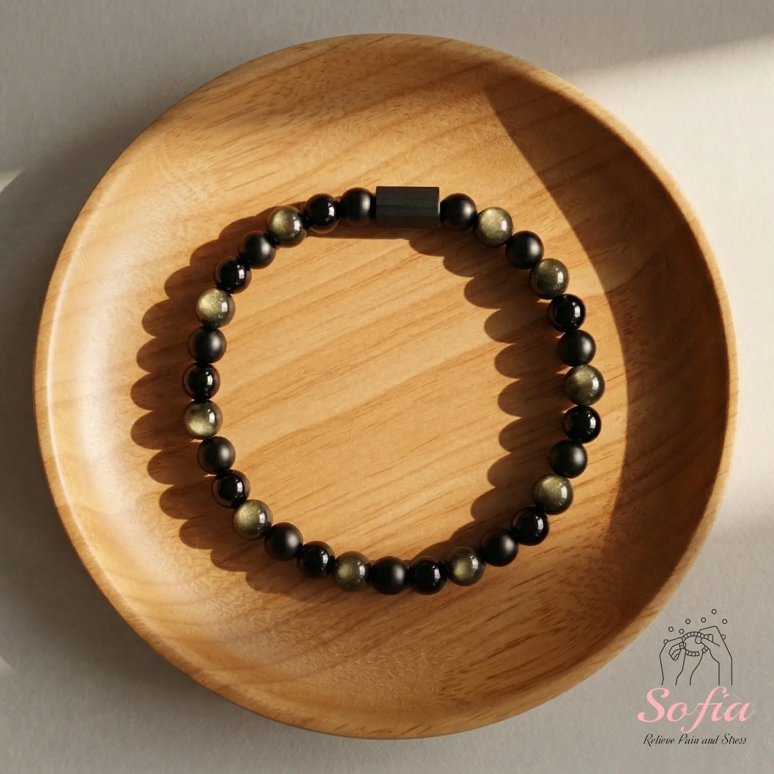 Protection Bracelet - Black Tourmaline Obsidian Onyx Bracelet Healing Crystal - Cleanse Bracelet, Inner Peace Bracelet Gift for her, Mother's Day Gift