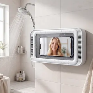 Bathroom waterproof mobile phone holder, capable of 360-degree rotation, adjustable stand, can be placed on the table, can be installed on the bathroom wall, with waterproof and anti-fog design, suitable for 4 to 7-inch mobile phones.