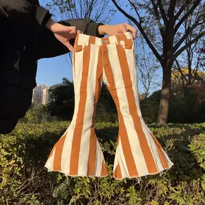 Girl Bell Bottom Jeans stripe girl denim pant toddler jeans party wear