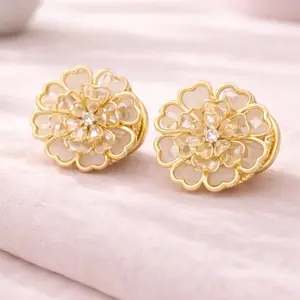 Gold Flower Button Cover Set of 2, Elegant Shirt Button Jewelry, Floral Cuff Accessory, Blazer Detail, Gift for Her