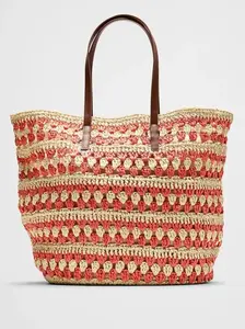 Straw Market Tote - Tomato