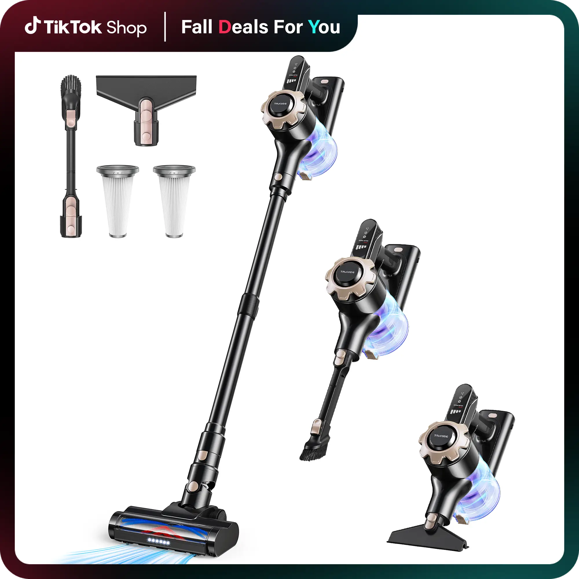 Homeika newly upgraded Trucozie T350 cordless vacuum features an 8-in-1 lightweight design with up to 45 minutes of runtime and 33Kpa of powerful suct