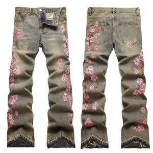 Men's Flared Comfort  Slim Fit Stretch Skinny Y2K Ripped Distressed Trendy Bell Bottom Vintage Denim 2000s Menswear Pants light wash Streetwear Trouser casual comfort hole jean