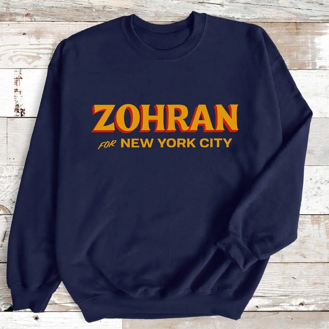 ZOHRAN for NYC Retro Sweatshirt Political Pride Hoodie Casual Fit 50% Cotton 50% Polyester Royal Blue