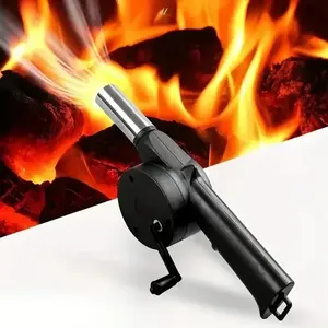 Outdoor Manual Air Blower Portable Hand Cranked Fan Hair Dryer for Camping Picnicking Barbecue Ignition Cooking Assistance Tools