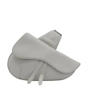 Pre-owned DIOR Grained Calfskin Leather Top Handle Bags CHRISTIAN Mens Saddle Satchel Bag White