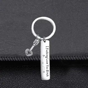 Best Friend Keychain for Women, Stainless Steel Key Chain Engrave I Fking Love You Bith Birthday Christmas Friendship Gift for Bestie Best Friends Female Bff tiktokshopspringglowup