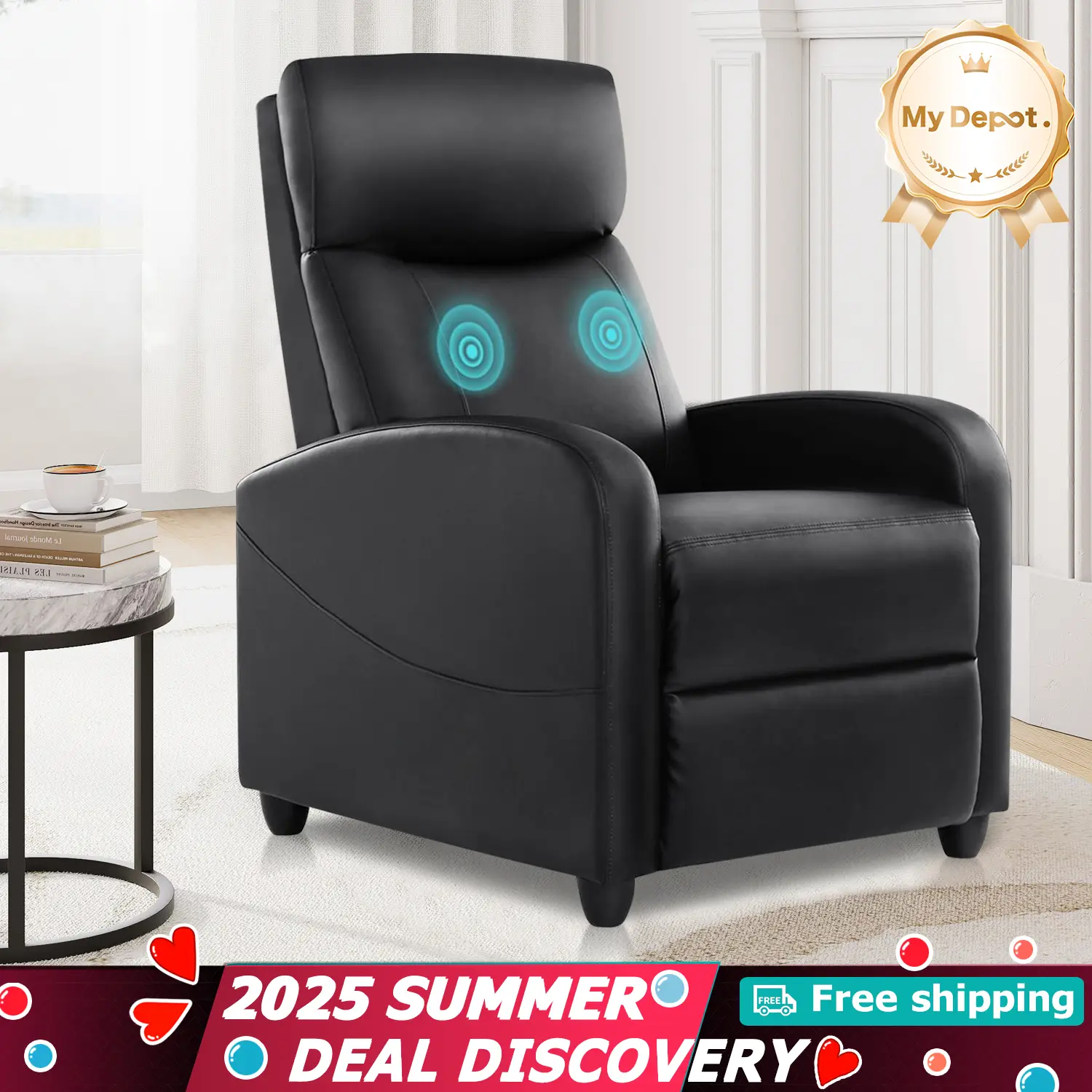 Massage Recliner Chair for Living Room - Winback Single Sofa Home Theater Chair with Adjustable Design - Padded Seat and Backrest for Comfy Experience