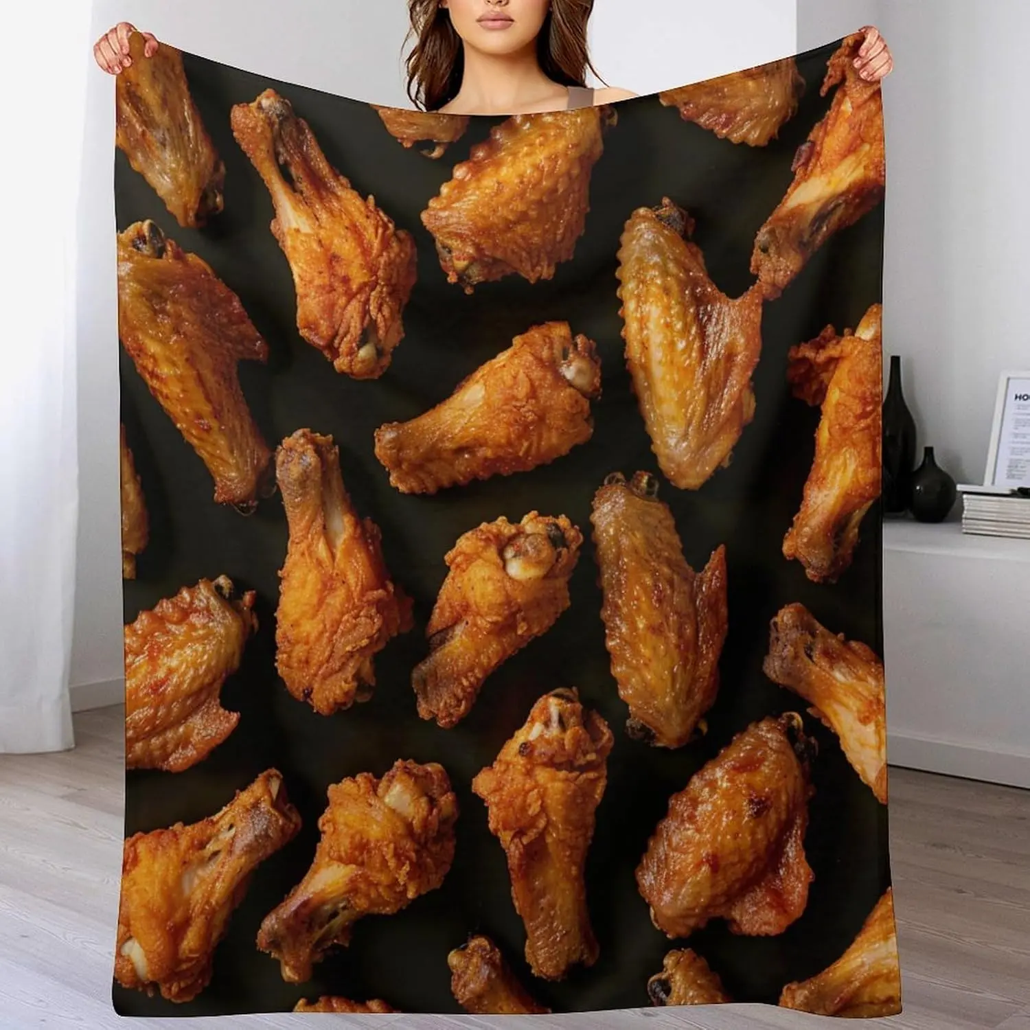 Soft Cozy Warm Fine Fried Chicken Wings Flannel Blankets for Sofa Couch Bed, 30x40 Inch