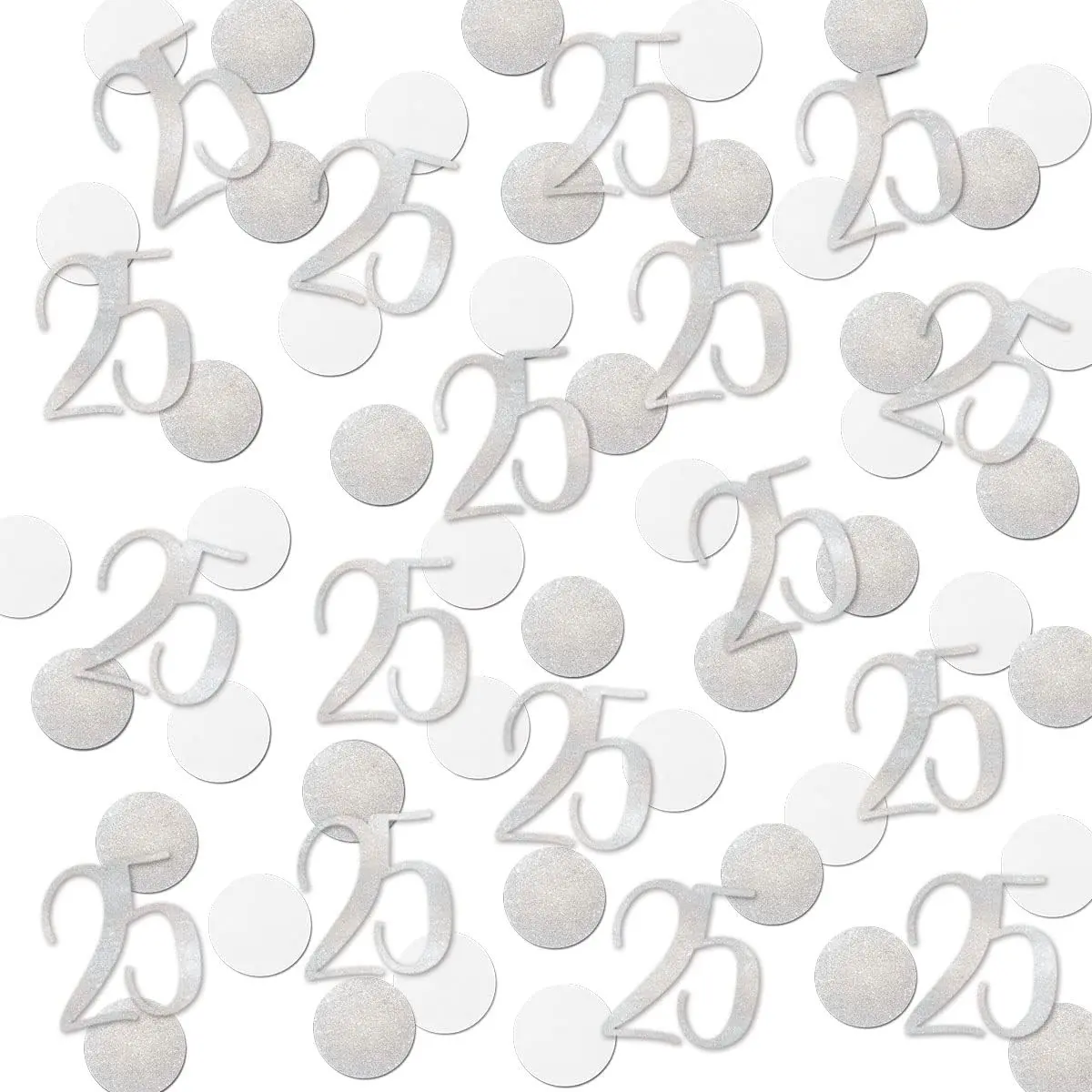 Silver Glitter 25 Confetti, 25th Birthday Number Confetti, 200pcs Anniversary Party Table Decoration Supplies