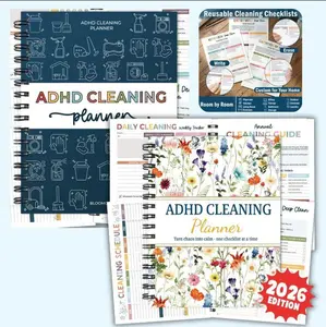 2026 New version  ADHD Cleaning Planner - Cleaning Schedule and Checklist Organizer for Adults and Teens - Daily, Weekly & Monthly Household Cleaning Checklist for ADHD Minds - Stress-Free Housework